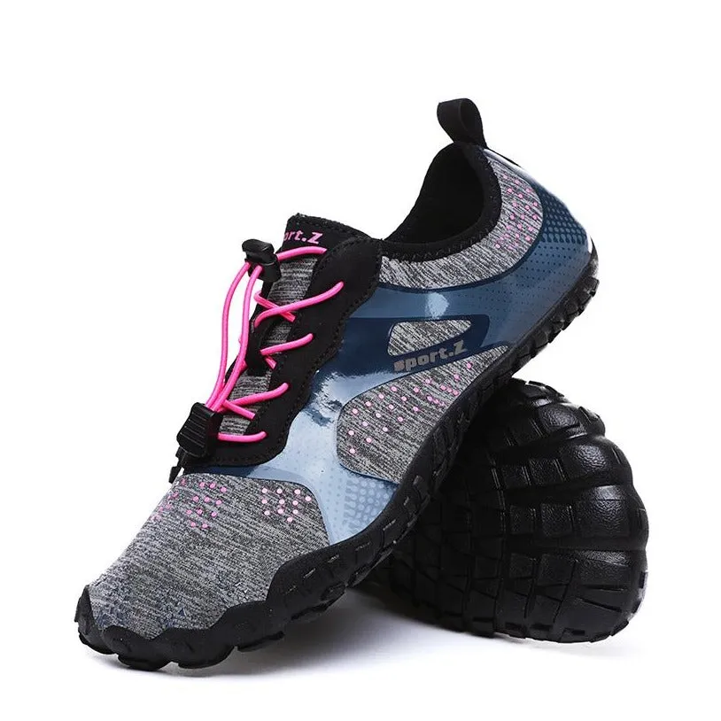 (1 pair) Size 40 Beach Water Shoes Breathable Water Shoes Anti-Slip Swim Shoes - Gray / Pink
