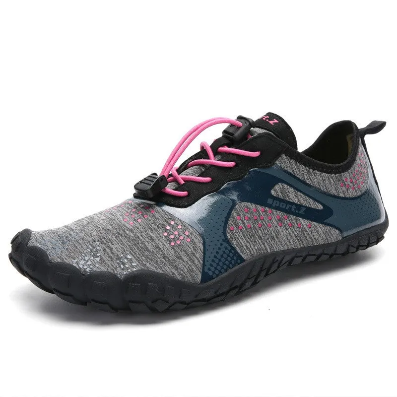 (1 pair) Size 40 Beach Water Shoes Breathable Water Shoes Anti-Slip Swim Shoes - Gray / Pink
