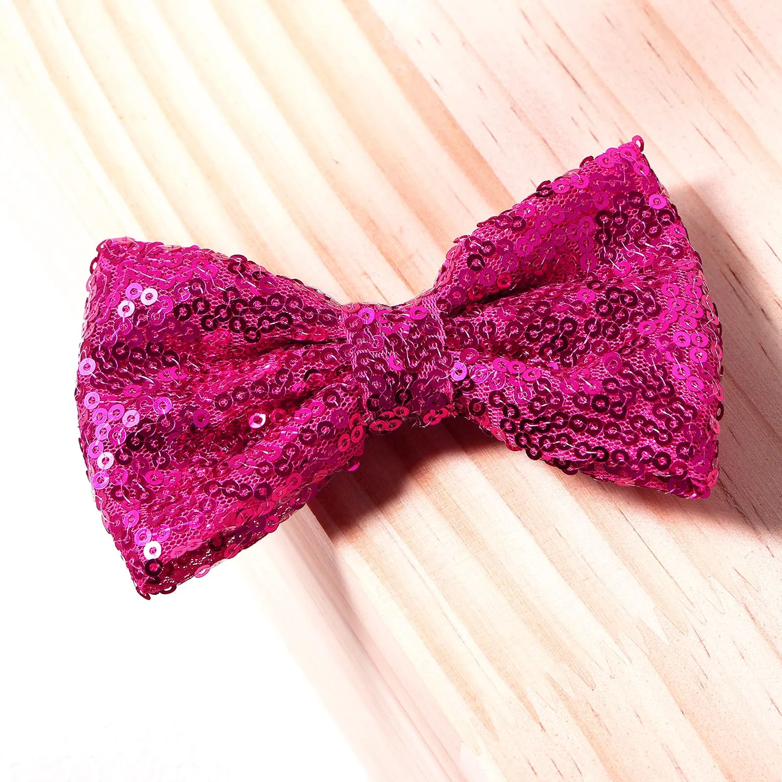 4" Hot Pink Sparkly Glitter Sequin Hair Bows Clips for Toddler Girls Valentines Christmas Birthday Gift Party Dress Outfit Decor Accessories Wedding Alligator Barrettes Hairpins