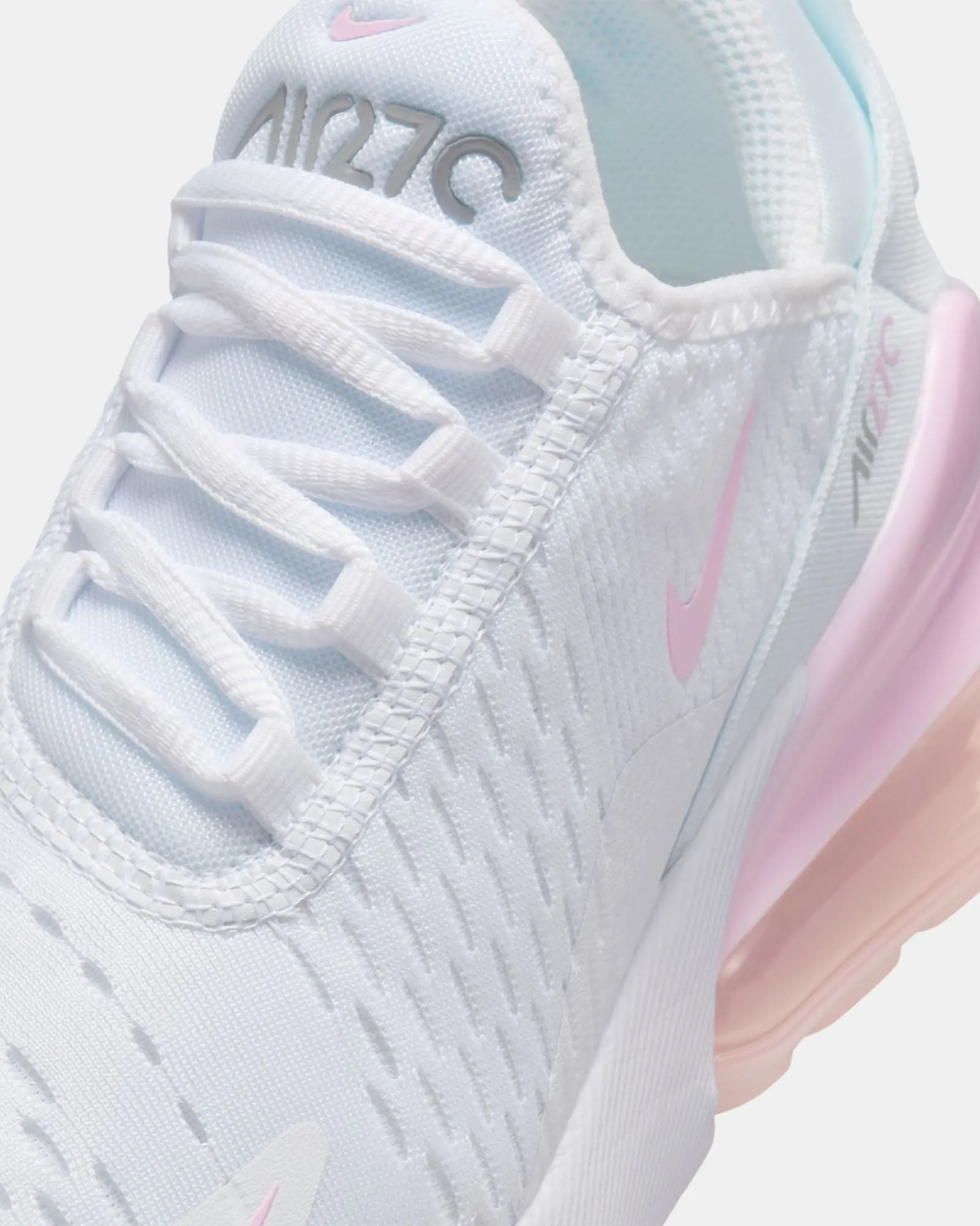 Air Max 270 Grade School White/Pink Foam/Smoke Grey