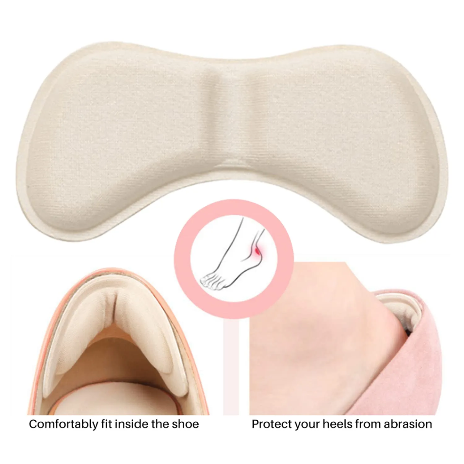 ALLY-MAGIC Heel Cushion Inserts 4 Pairs Heel Grips Shoe Pads Self-Adhesive Heel Cushion Anti-Slip Foot Shoe Insoles Stickers for Women and Men Y4-YBHGT