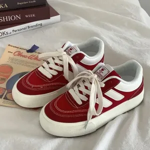 binfenxie  -  Red Women Vulcanize Shoes Casual Platform Sneakers Vintage Sports Female Korean Designer Flats Harajuku School Tennis
