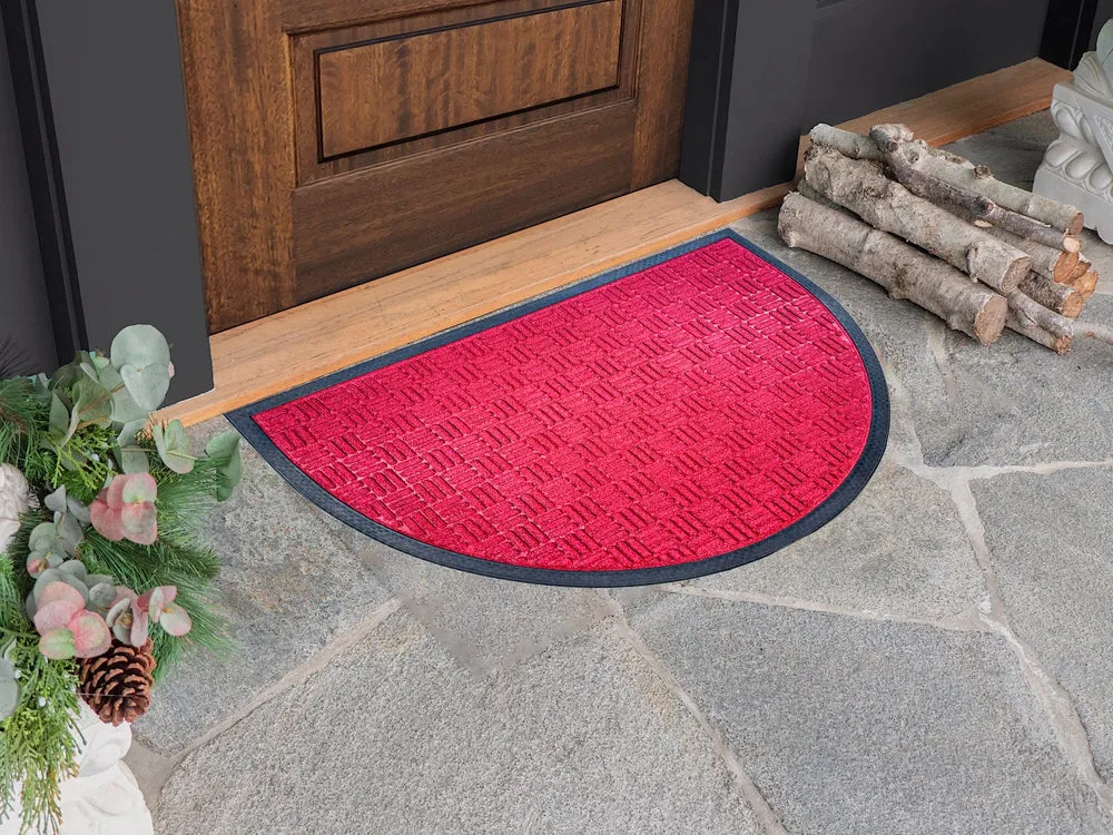 Checker Half Round Indoor Outdoor Door Mat - 24" x 36"