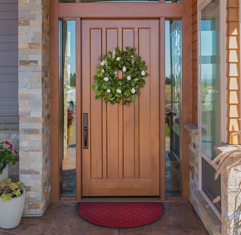 Checker Half Round Indoor Outdoor Door Mat - 24" x 36"