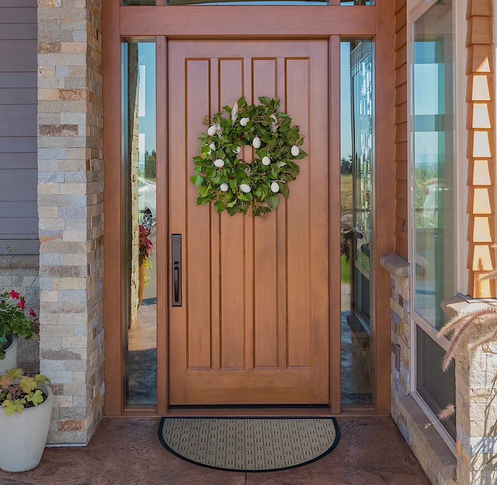 Checker Half Round Indoor Outdoor Door Mat - 24" x 36"