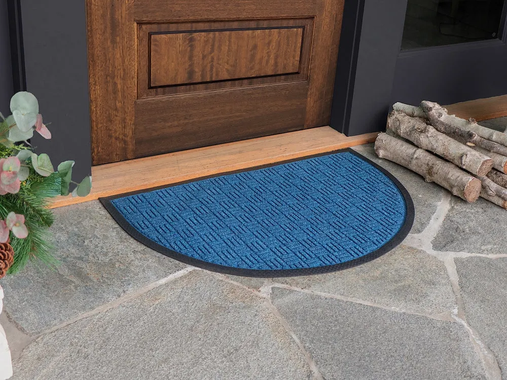 Checker Half Round Indoor Outdoor Door Mat - 24" x 36"