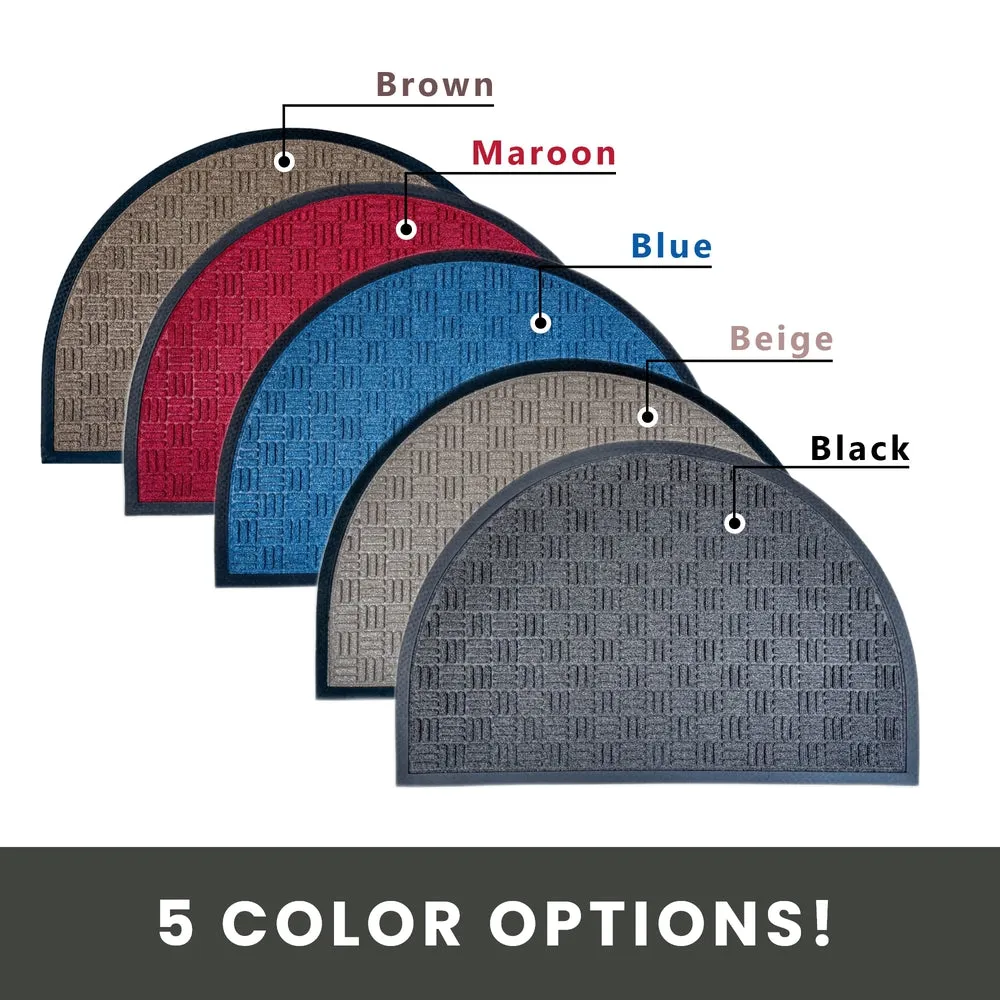 Checker Half Round Indoor Outdoor Door Mat - 24" x 36"