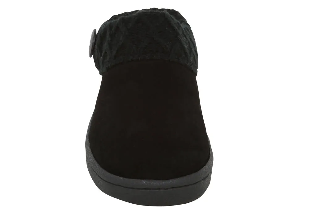Clarks Appalachian Aztec Trail Ellen Sweater Black Clog Rounded Toe Spring Mule