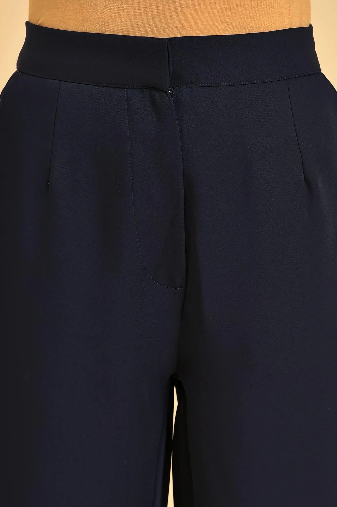 Dark Blue Straight Western Pants