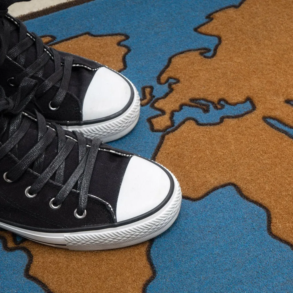 Doormat, World Map, Blue