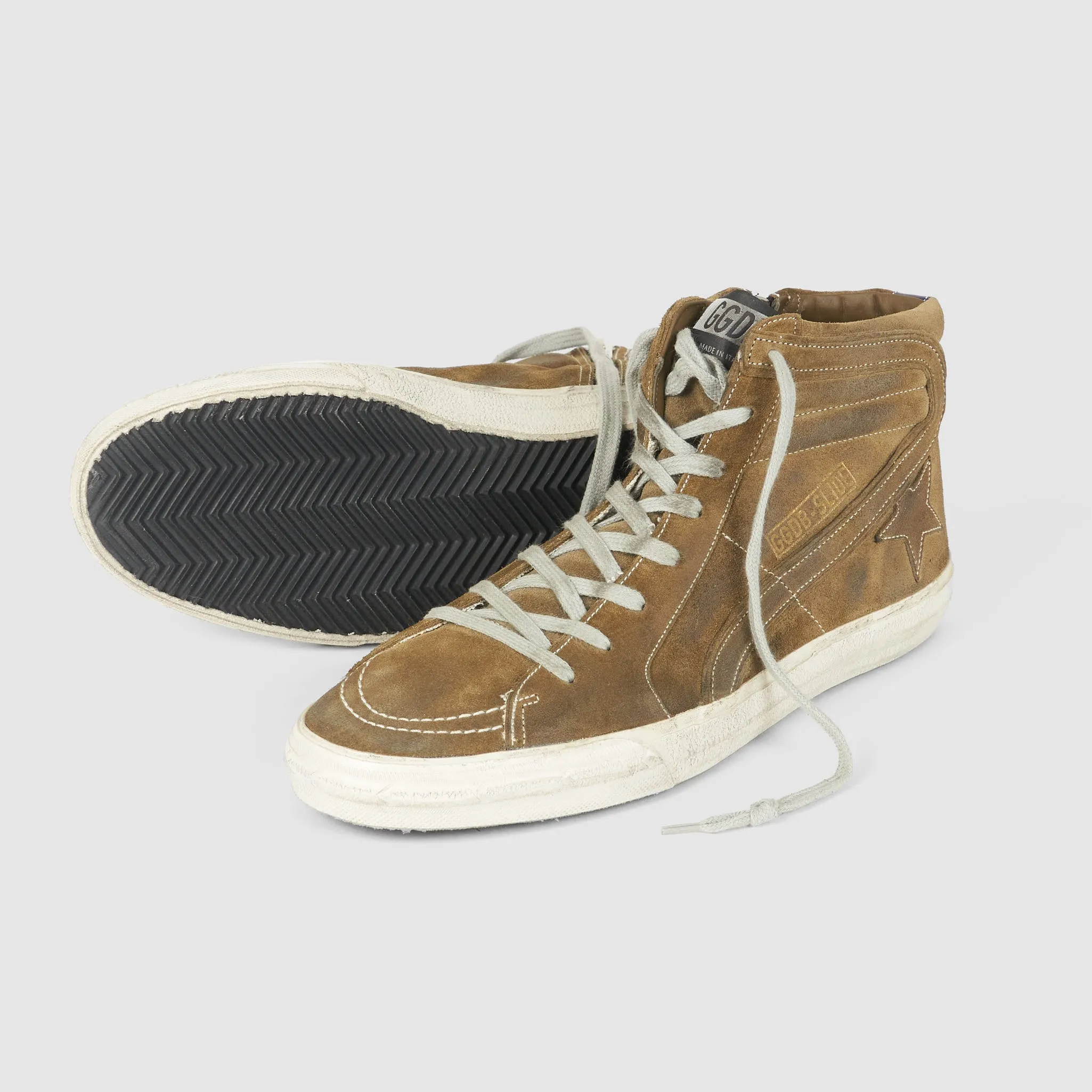 Golden Goose Beige Suede Slide Sneakers