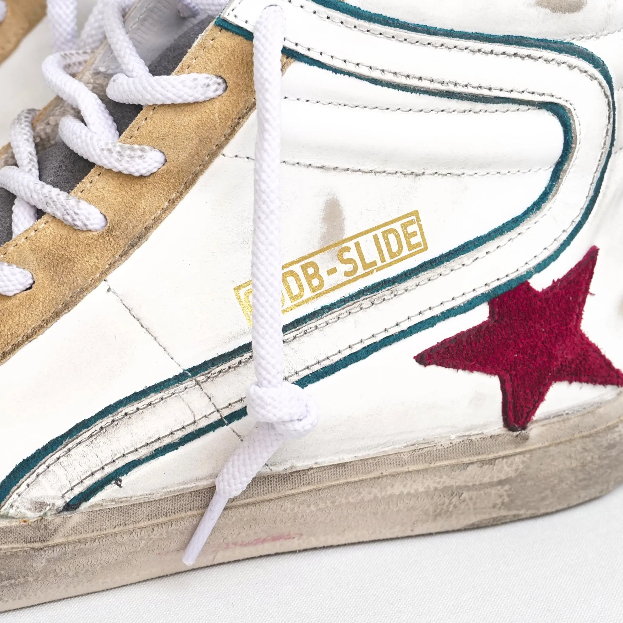 Golden Goose High White Green Red Blue Slide Sneakers