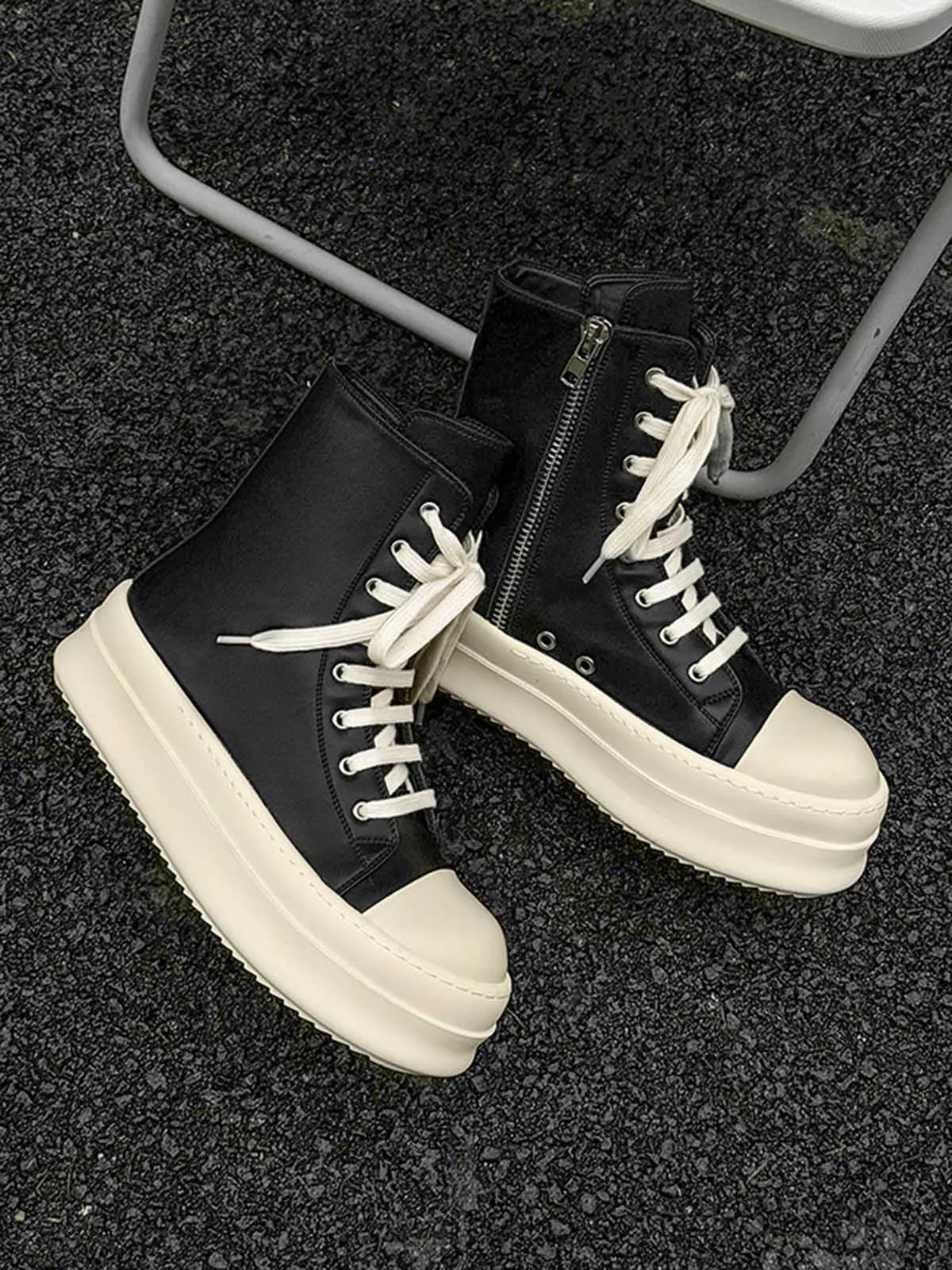 High-top Side Zipper Platform Sneakers