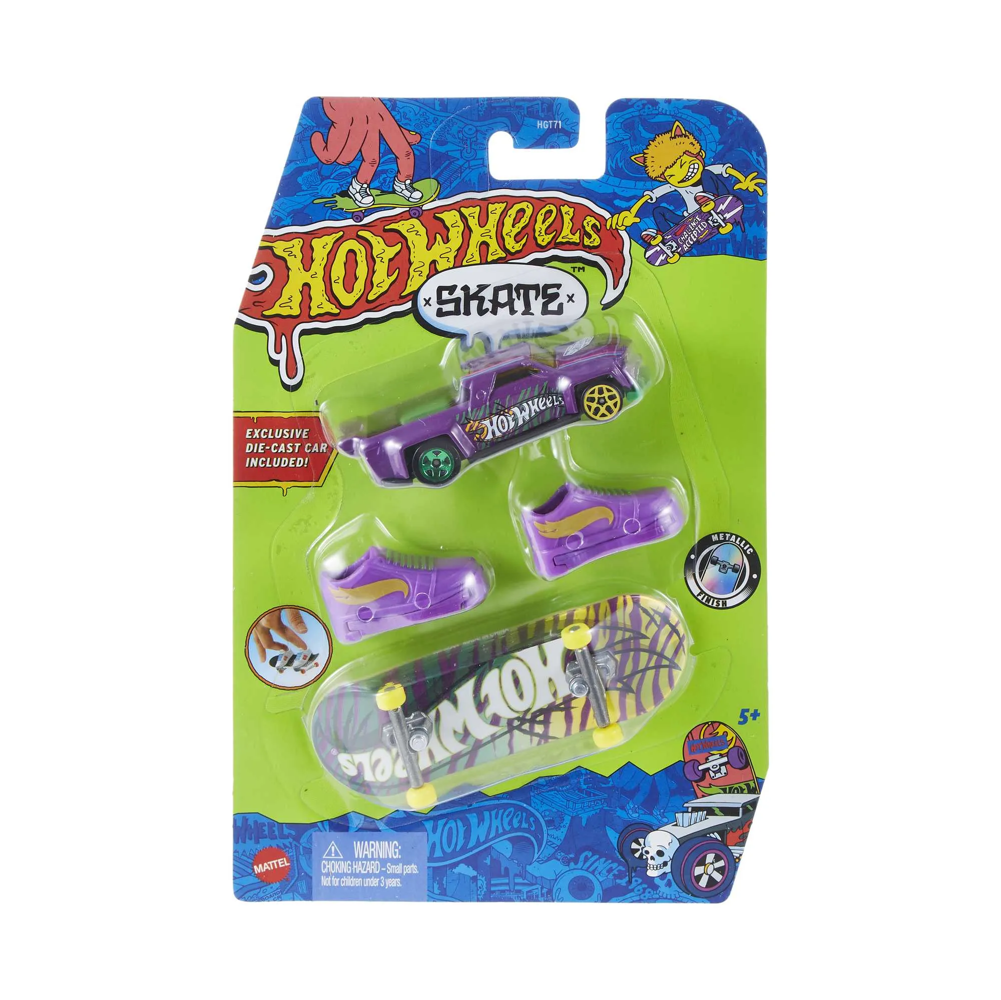Hot Wheels Skate Veículo de Brinquedo Skateboard de Coleção FELINE RISKY™   SOLID MUSCLE™ com Diecast