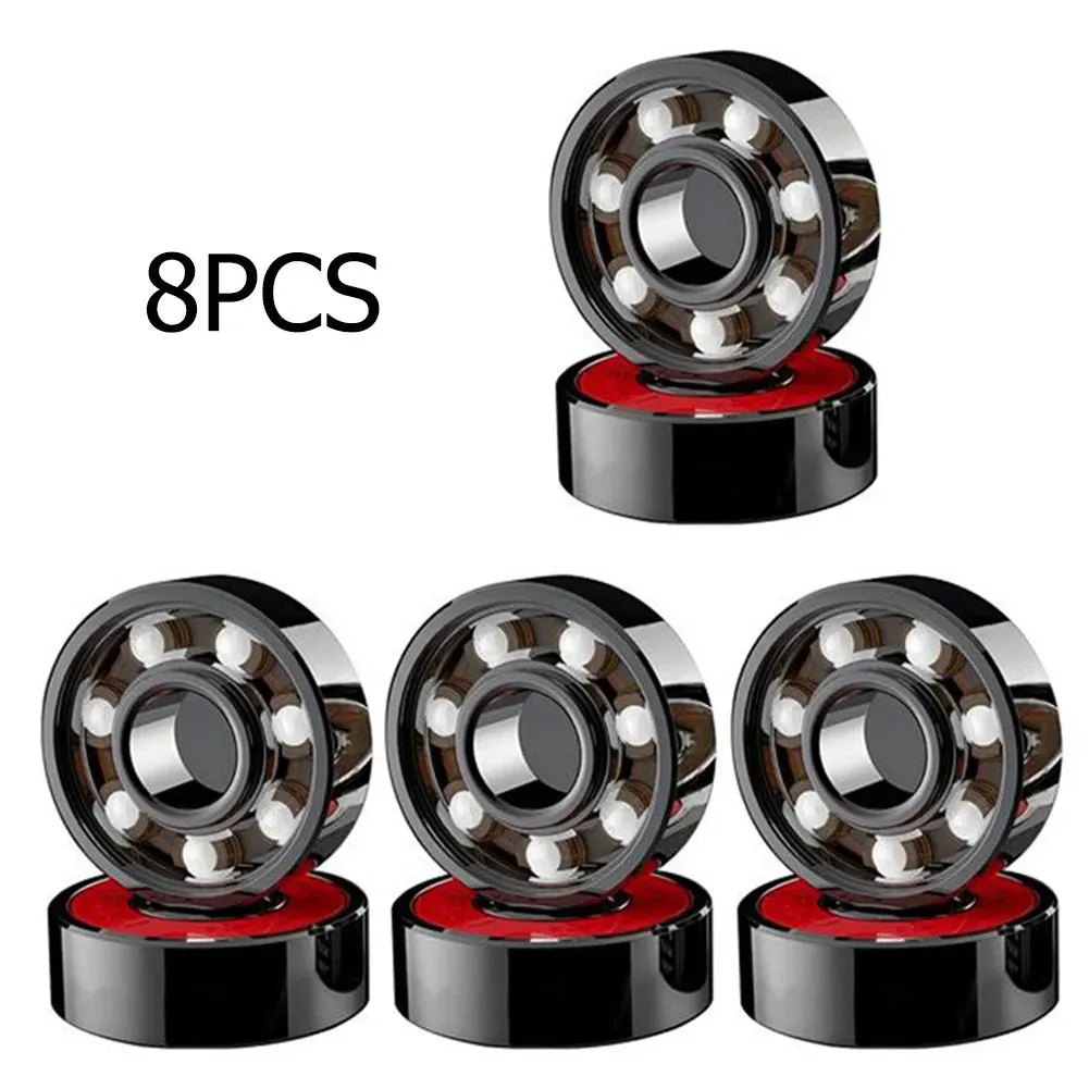 Hybrid Ceramic Ball And Roller Skate Bearings 608 High Speed Skateboard Bearings Hybrid Ceramic Bearings Double Side Dust Cover