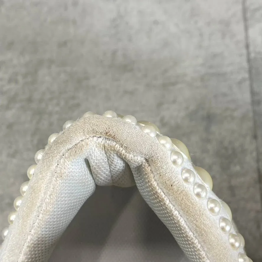 INC Women's White Imitation Pearl Embellished Alleni Lace-Up Sneakers SZ 5.5