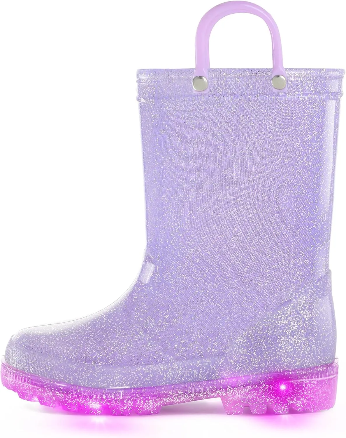 Kids Rain Boots, Waterproof Light up Boots with Easy-On Handles