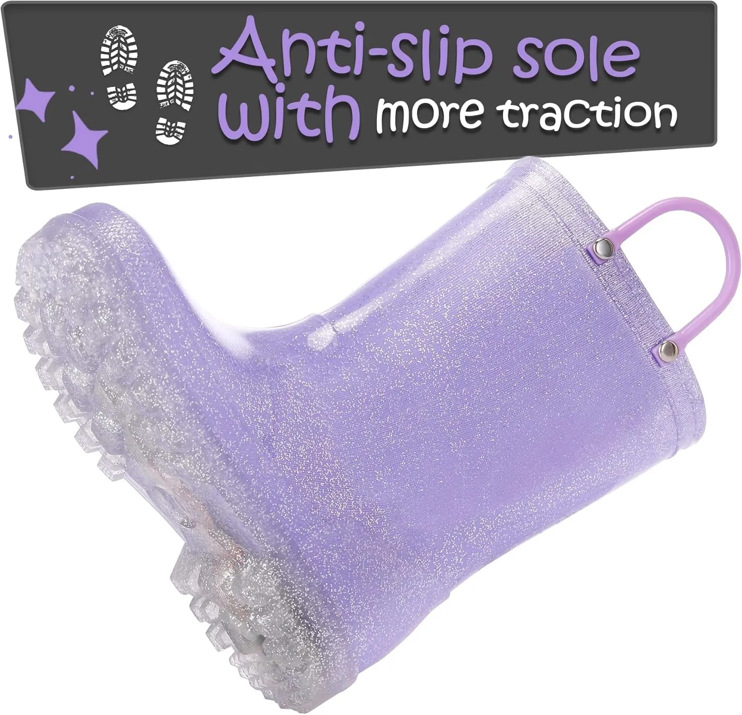 Kids Rain Boots, Waterproof Light up Boots with Easy-On Handles