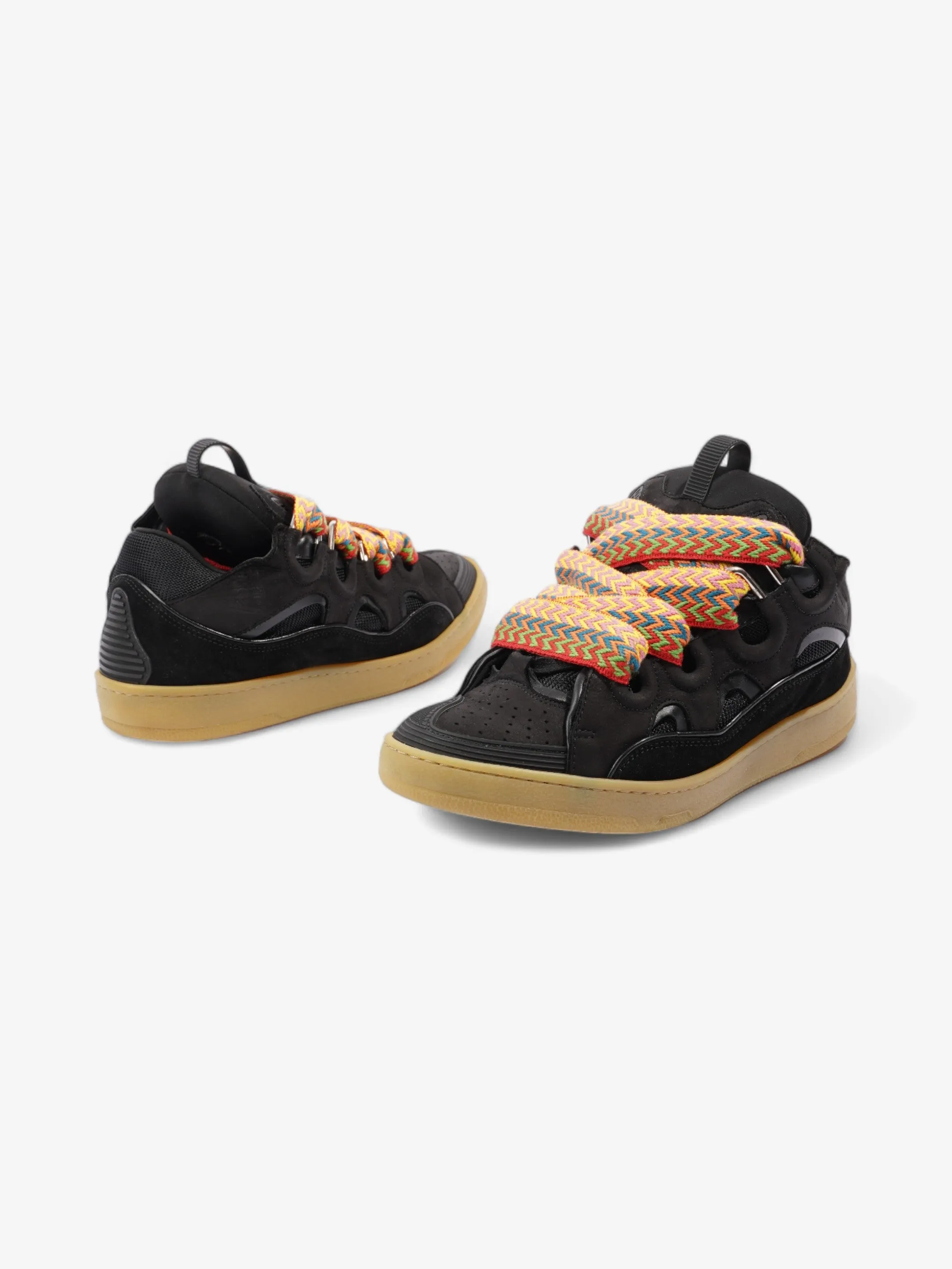 Lanvin Skate Sneakers Black / Multicolour Laces Calfskin Leather EU 43 UK 9