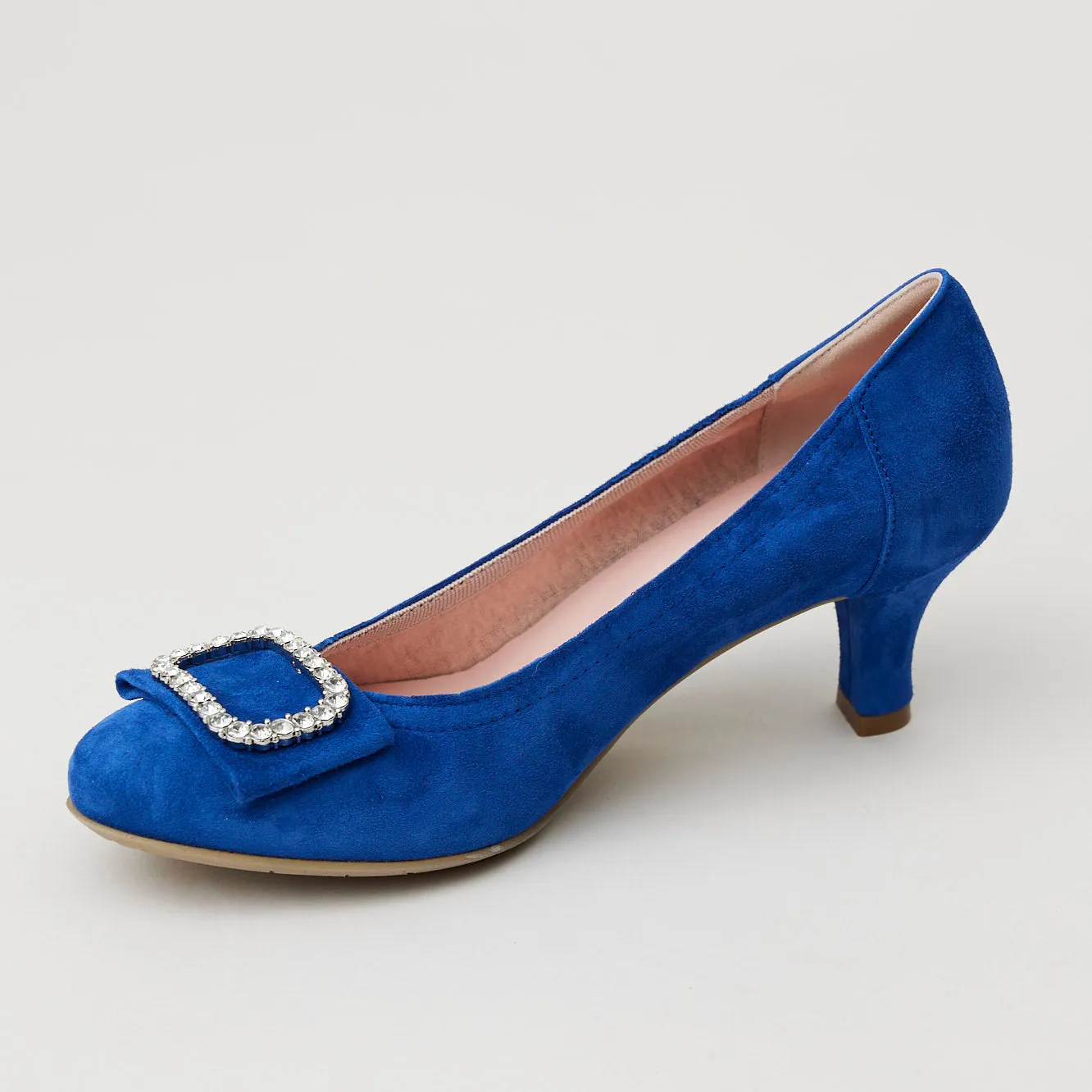 Le Babe Royal Blue Suede Kitten Heel Shoes