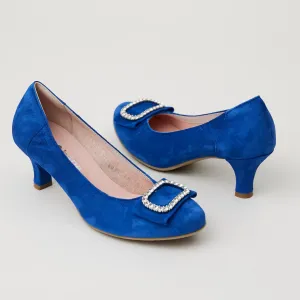 Le Babe Royal Blue Suede Kitten Heel Shoes