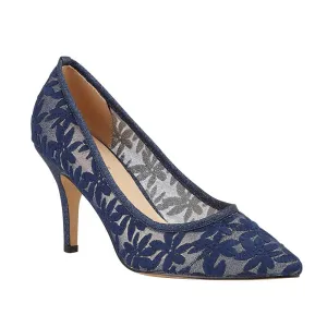 Lotus Briony NAVY floral mesh court shoes