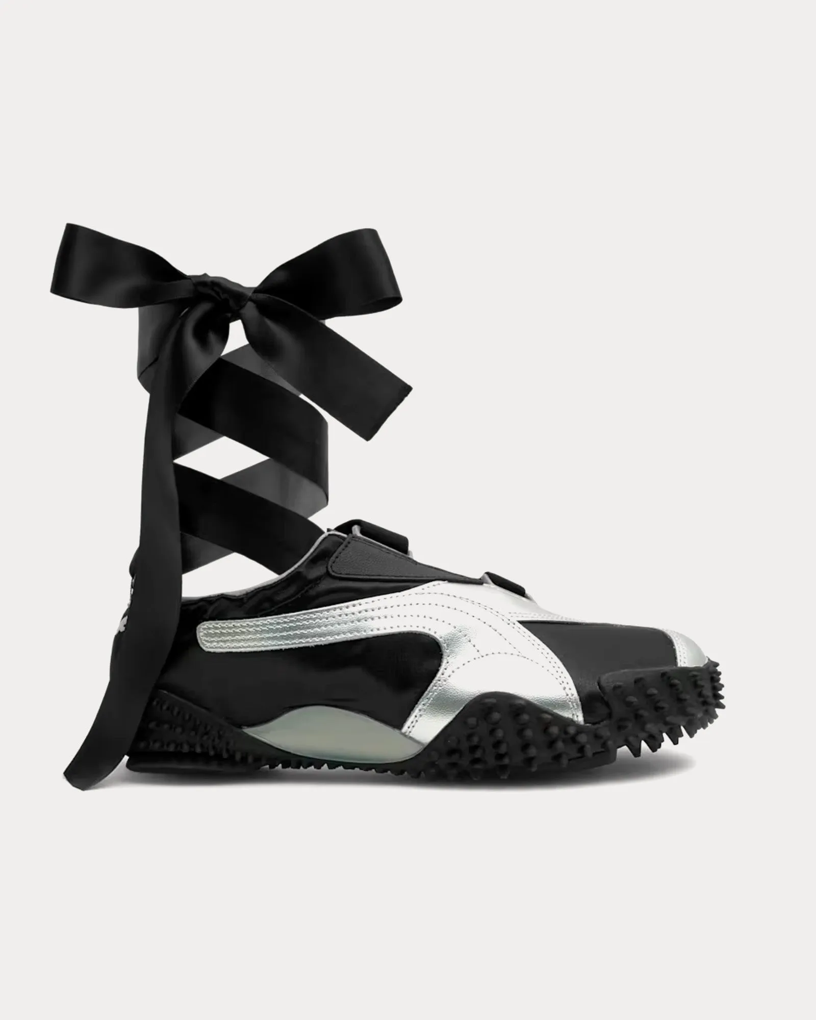 Mostro 'Power & Grace' Black / Matte Silver Slip On Sneakers