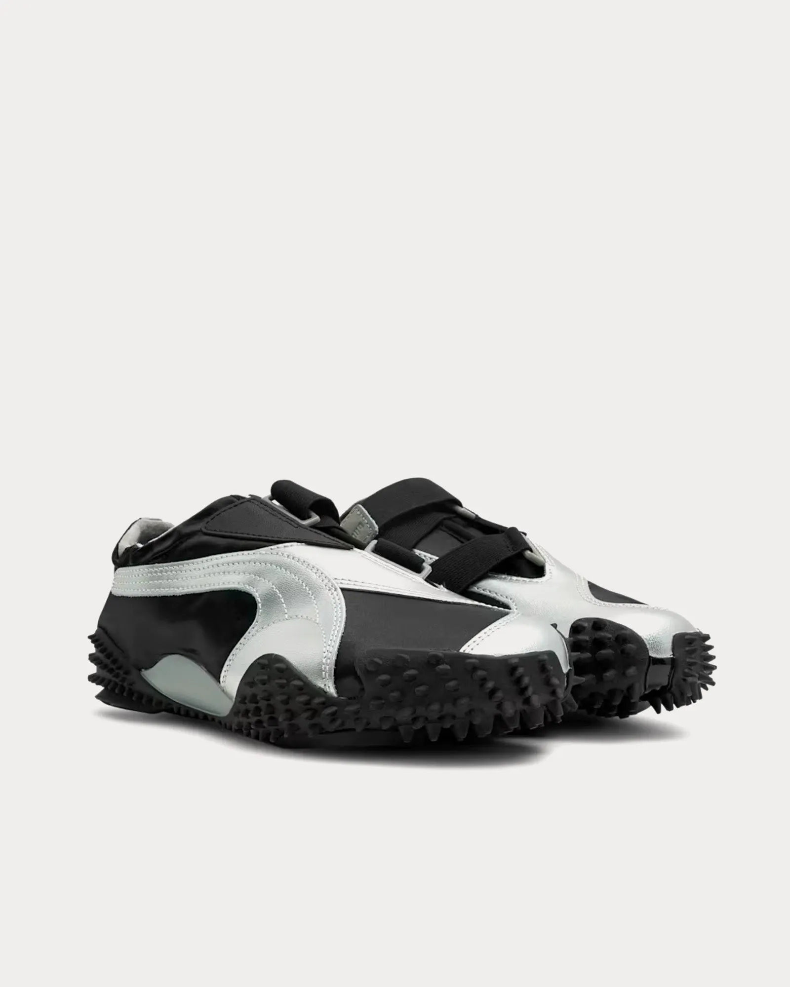 Mostro 'Power & Grace' Black / Matte Silver Slip On Sneakers