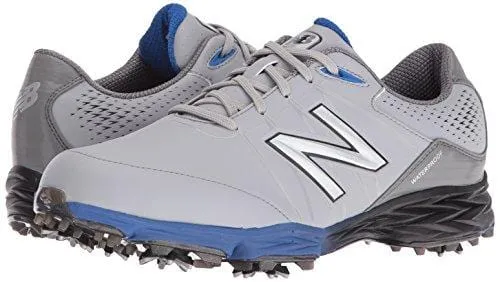 New Balance Men's NBG2004 Waterproof Spiked Comfort Golf Shoe, Grey/Blue, 12 M US