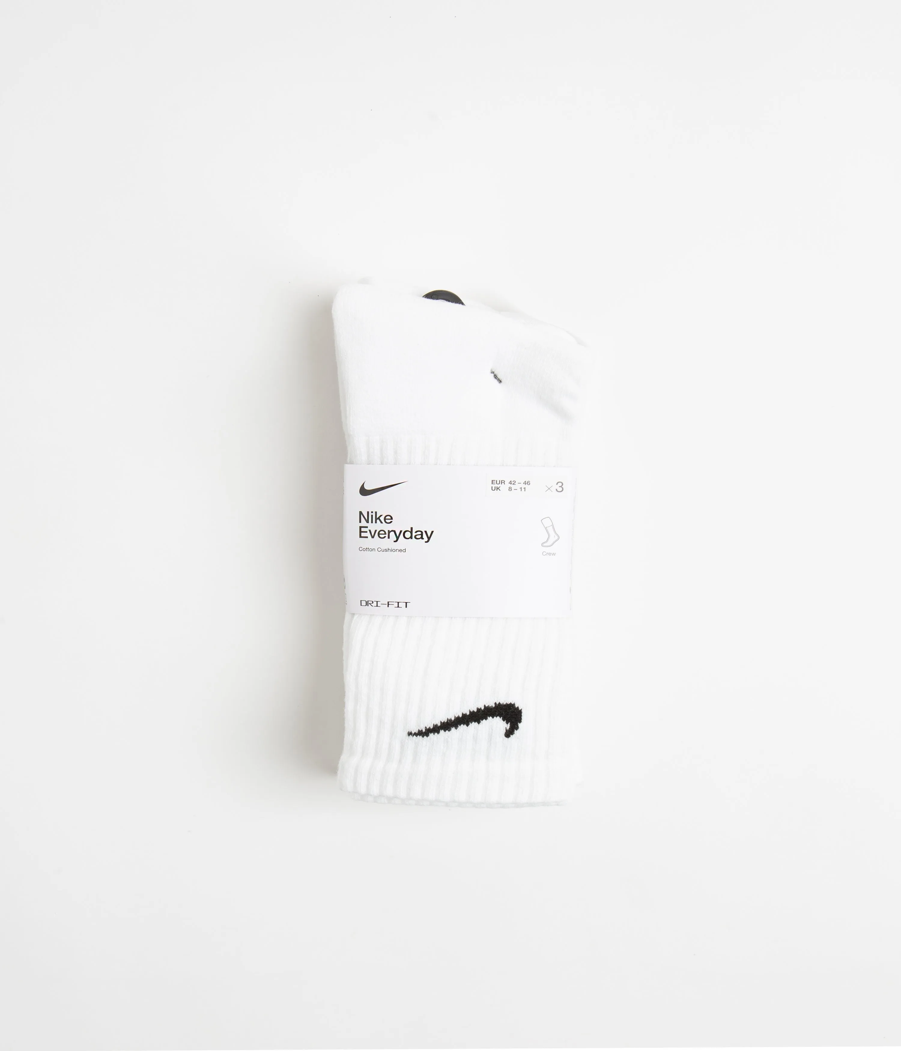 Nike Everyday Cushioned Training Crew Socks (3 Pair) - White / Black