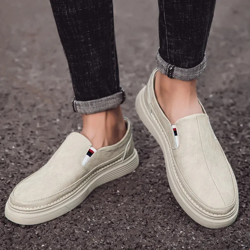 Outdoor Oxford Casual Loafers Comfortable Massage Soles Genuine Leather