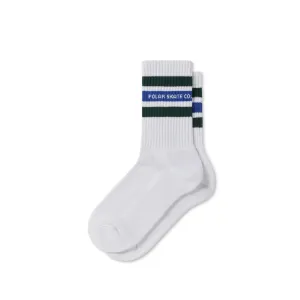 Polar Skate Co Fat Stripe Socks - White / Green / Blue