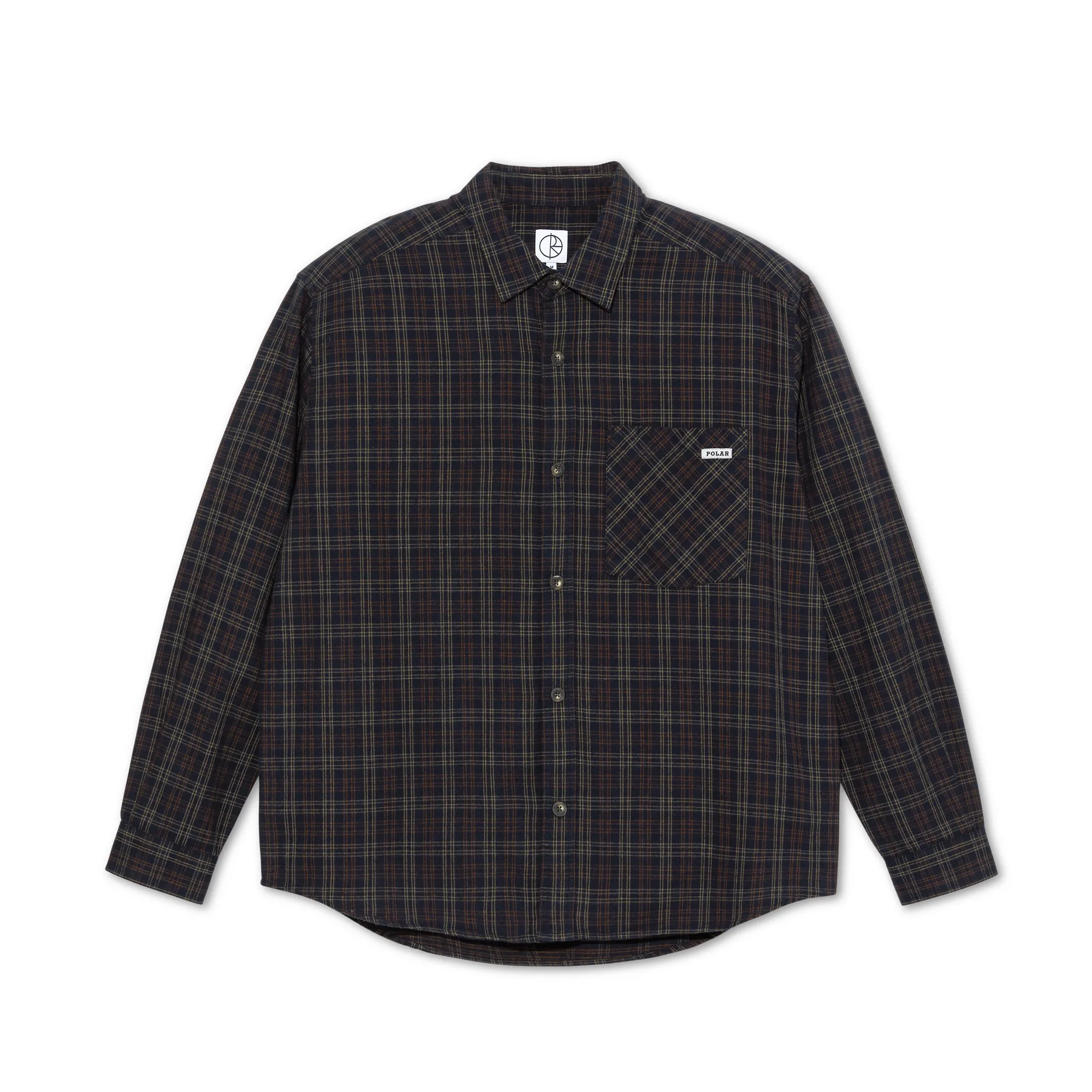 Polar Skate Co Mitchell Flannel L/S Shirt - Navy / Brown