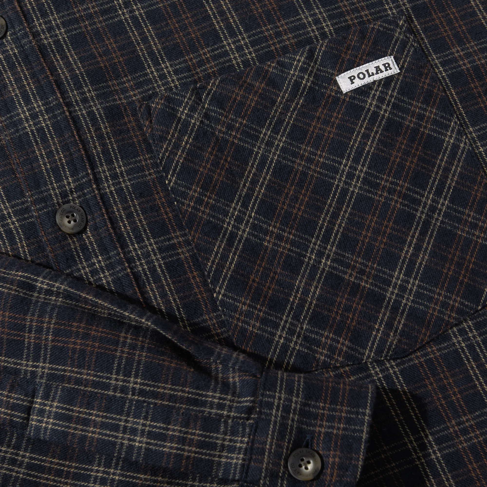 Polar Skate Co Mitchell Flannel L/S Shirt - Navy / Brown