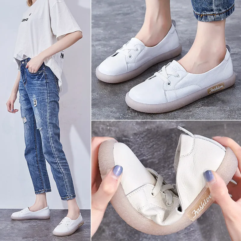 Sequins Star Design Casual Lace-Up Distressed White Sneakers
