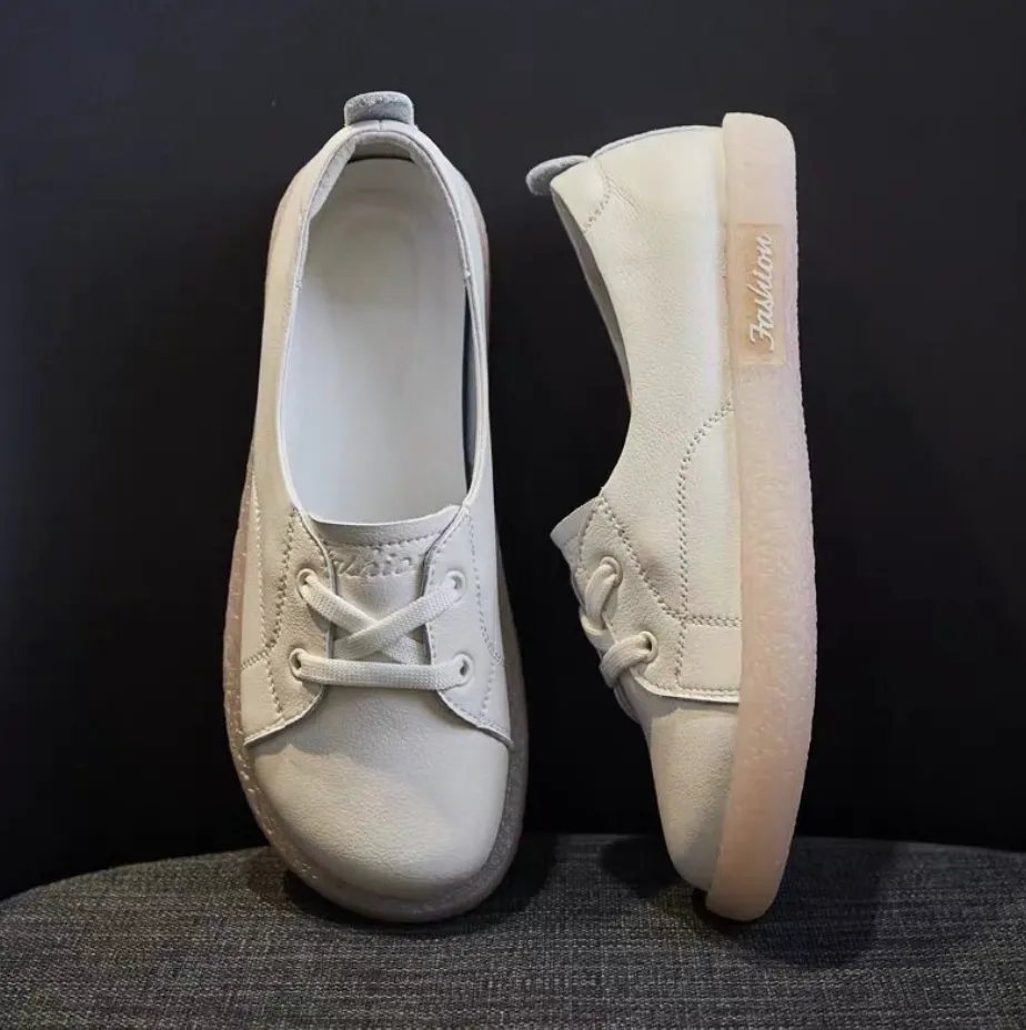Sequins Star Design Casual Lace-Up Distressed White Sneakers