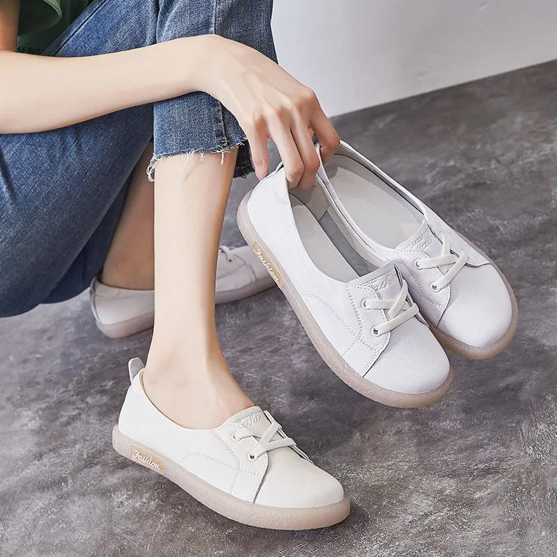 Sequins Star Design Casual Lace-Up Distressed White Sneakers