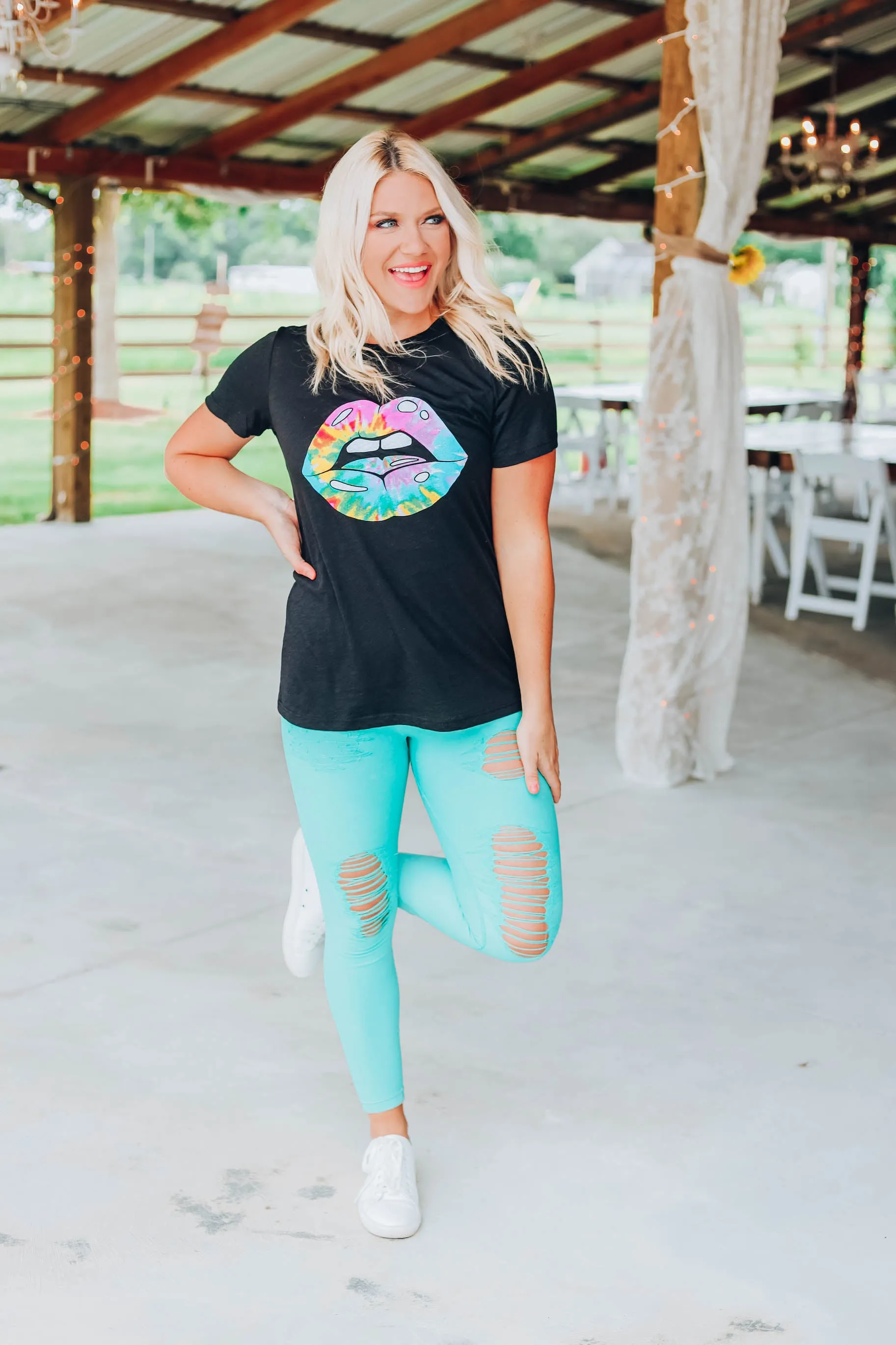 Shine on Tie Dye Lippy Graphic Tee