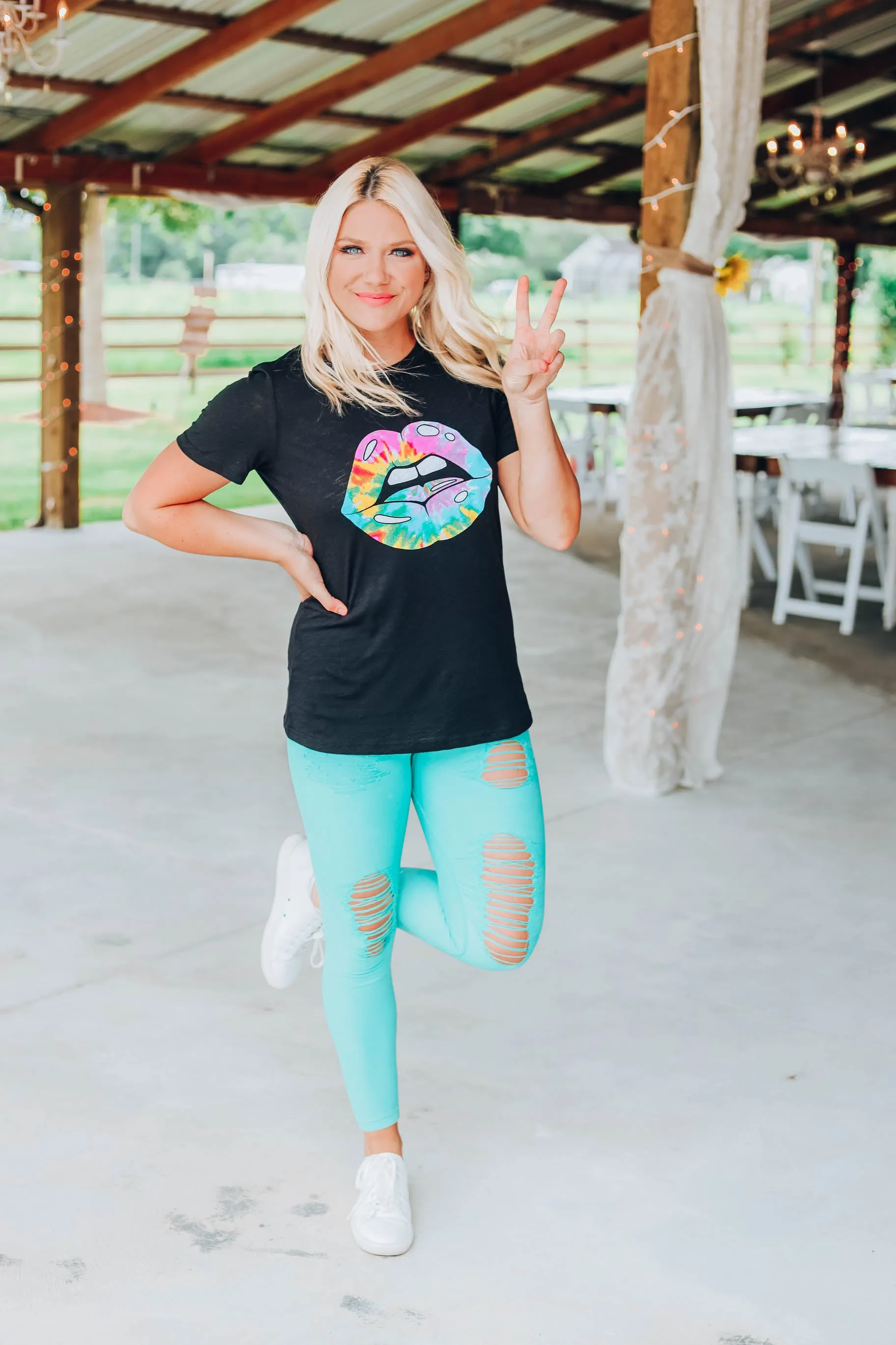 Shine on Tie Dye Lippy Graphic Tee