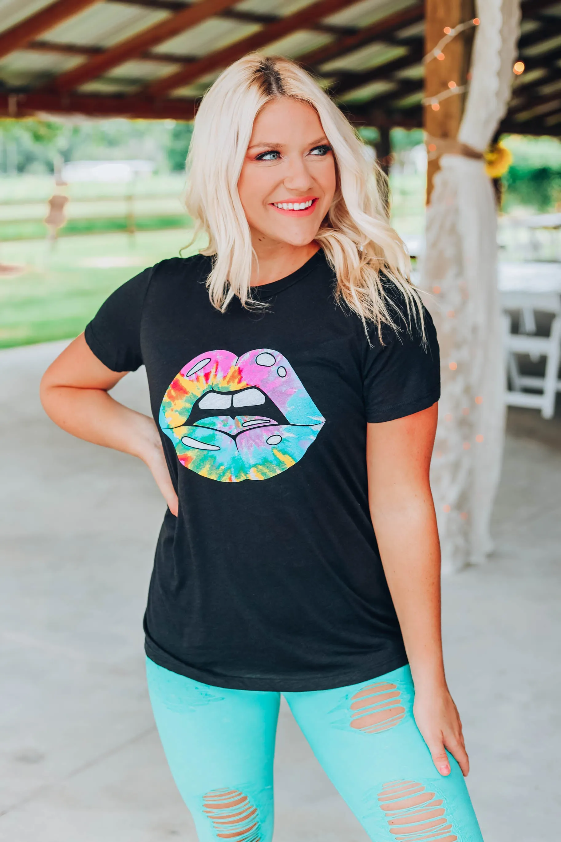 Shine on Tie Dye Lippy Graphic Tee