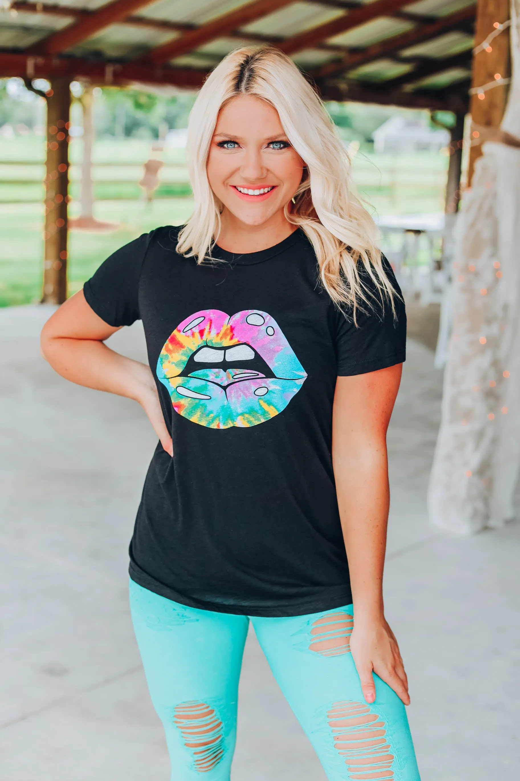 Shine on Tie Dye Lippy Graphic Tee