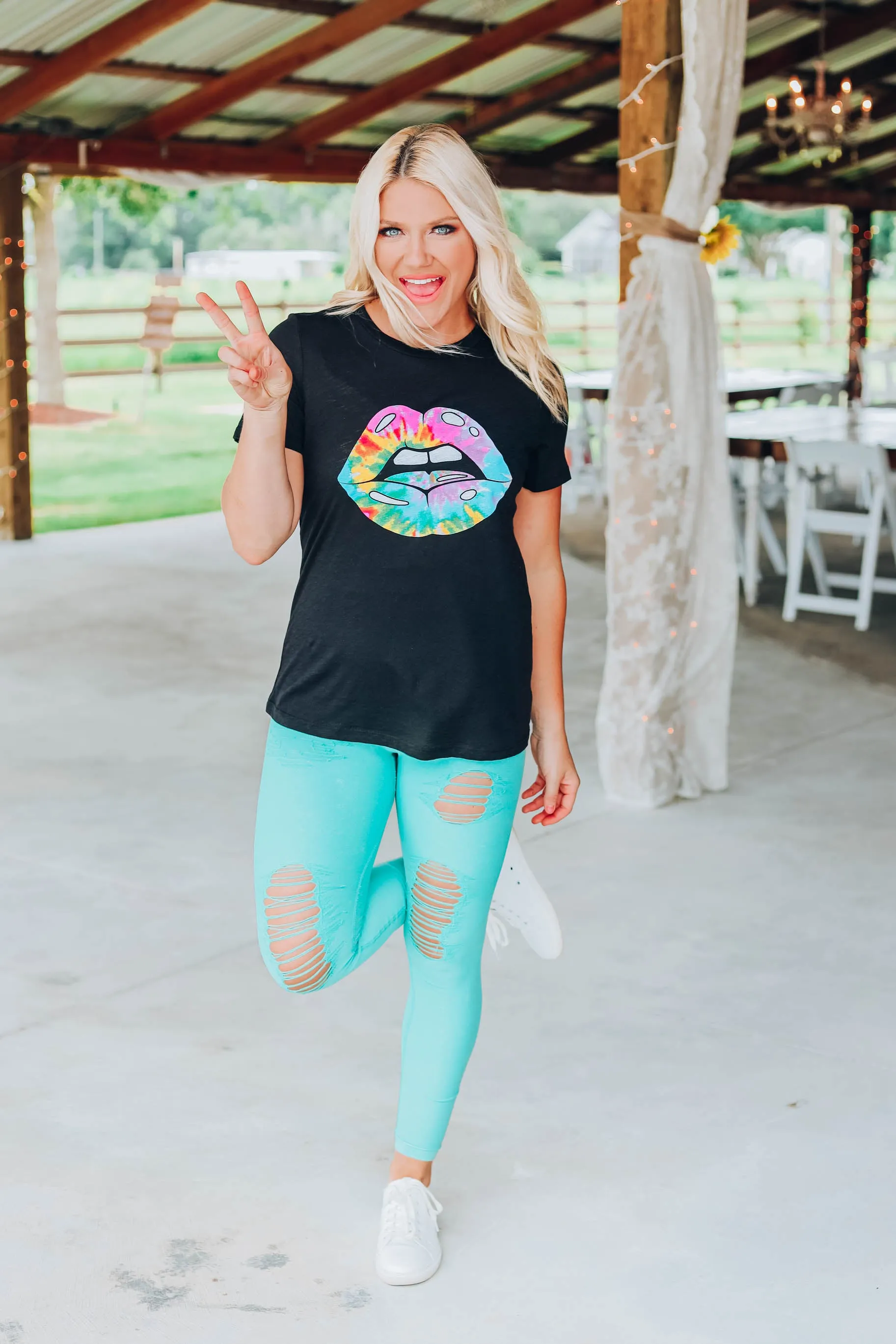 Shine on Tie Dye Lippy Graphic Tee