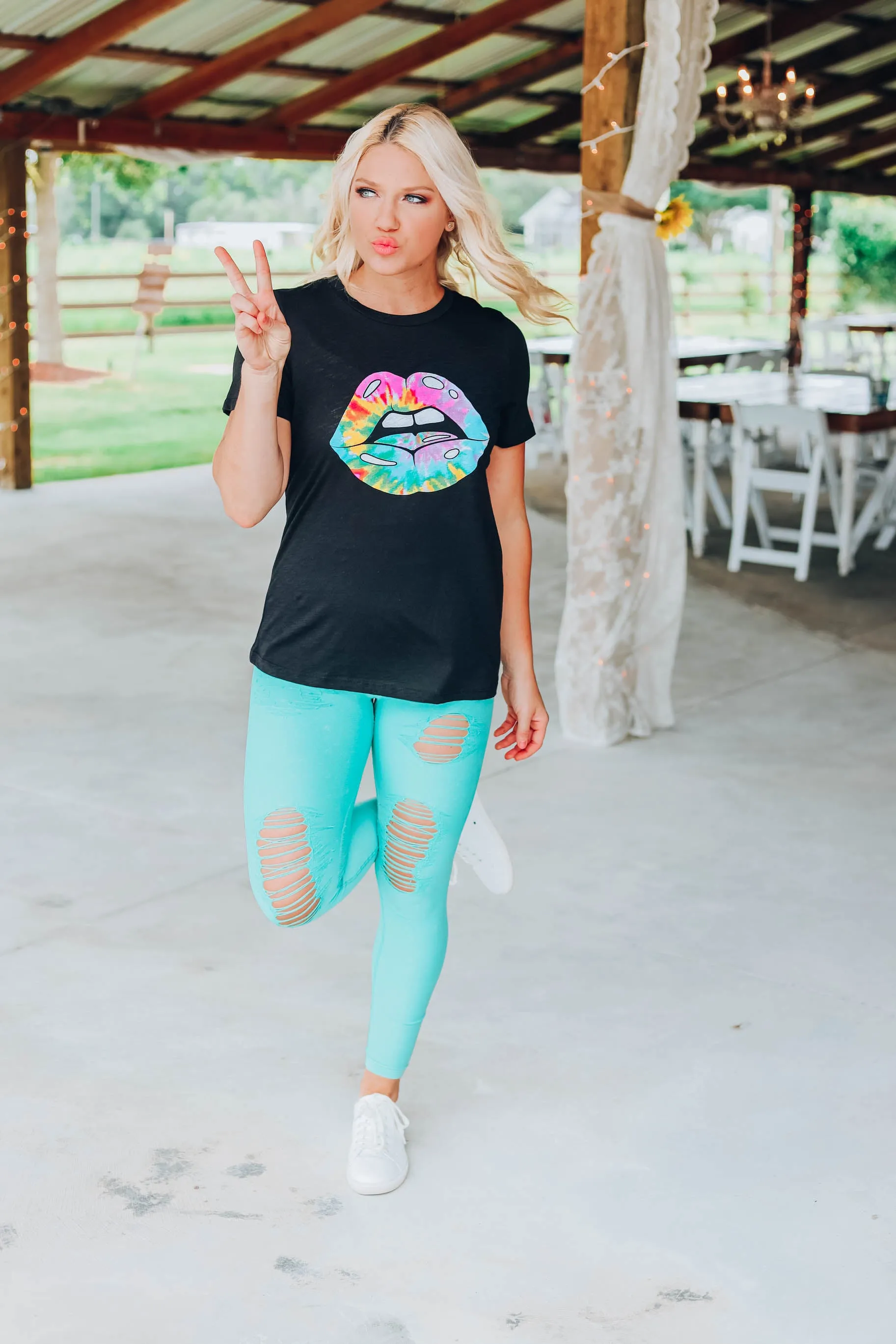 Shine on Tie Dye Lippy Graphic Tee