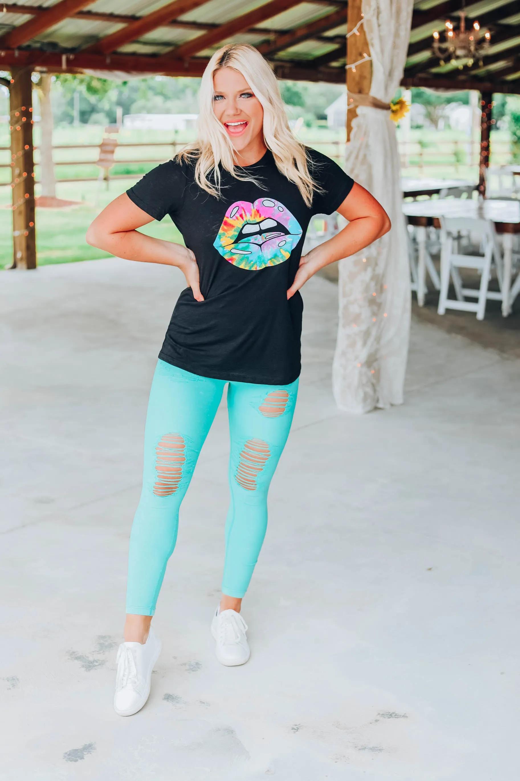 Shine on Tie Dye Lippy Graphic Tee