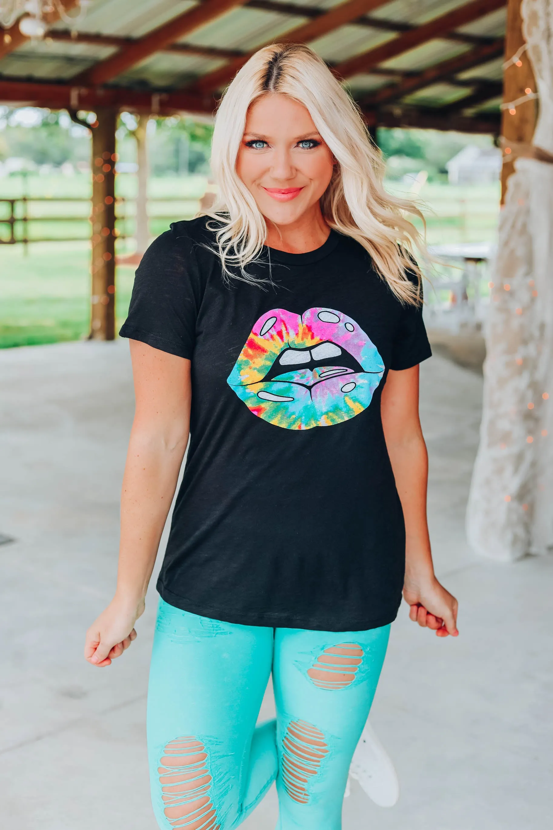 Shine on Tie Dye Lippy Graphic Tee
