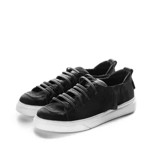 Strip Down black leather men sneakers