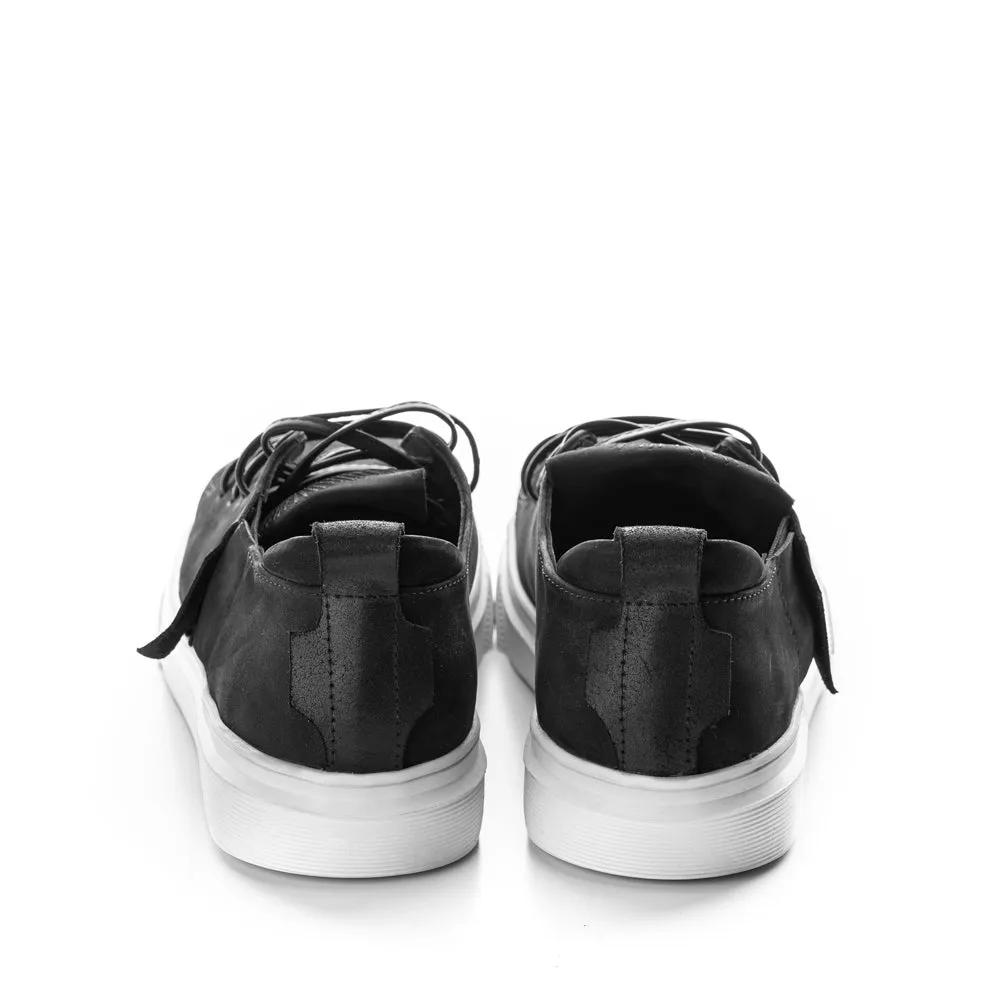 Strip Down black leather men sneakers