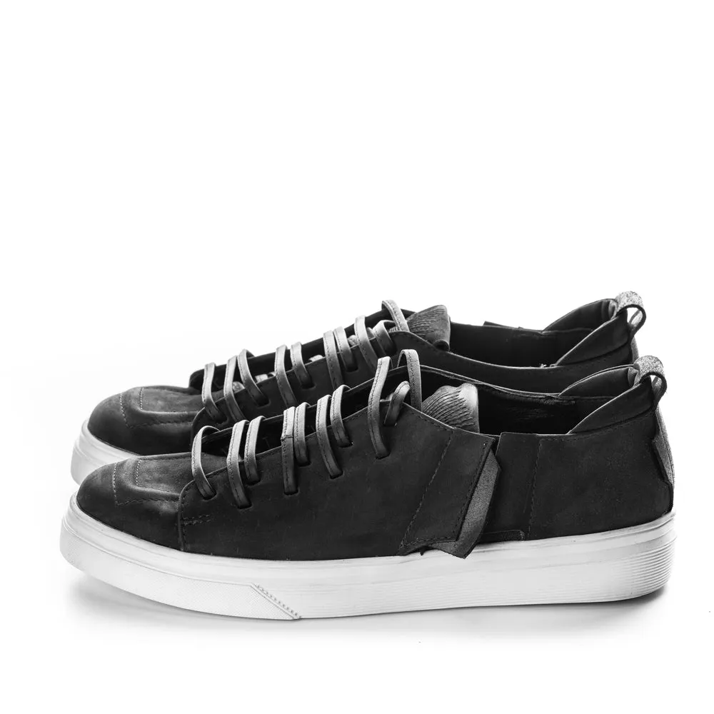 Strip Down black leather men sneakers