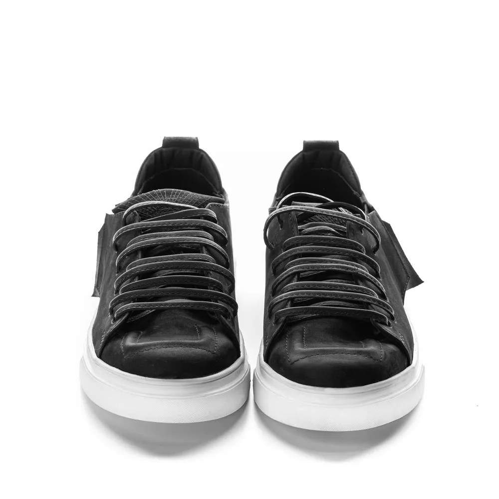 Strip Down black leather men sneakers