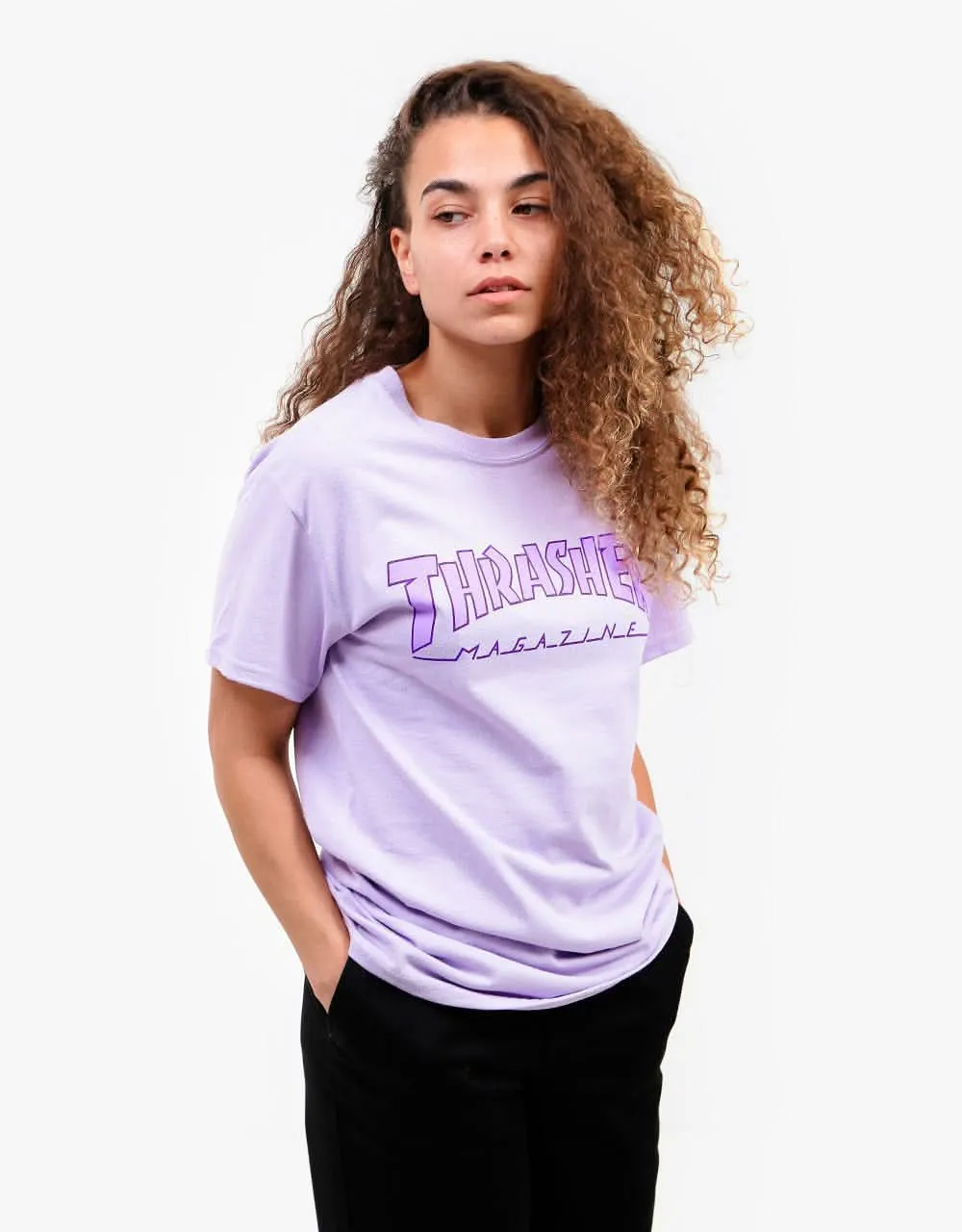 Thrasher Outlined T-Shirt - Orchid